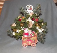 Vintage Mid Century Retro Christmas Wooden Santa's Present Wagon Centerpiece 