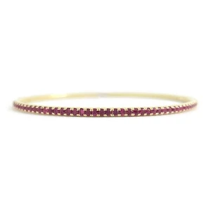 Thin Ruby Gemstone Bangle Bracelet 14K Yellow Gold, 1.05 CTW - Picture 1 of 10