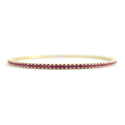 Thin Ruby Gemstone Bangle Bracelet 14K Yellow Gold, 1.05 CTW - Image 1 of 4