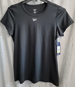 Reebok Off The Charts Slim Performance Tee Women' Large Black T-shirt Active Top - Picture 1 of 3