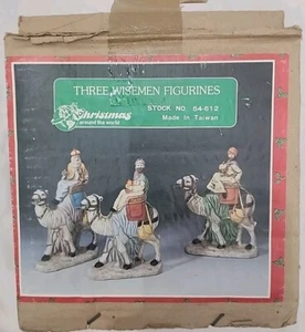 Vintage Christmas Around the World Three Wisemen Nativity Figurines on Camels  - Picture 1 of 9