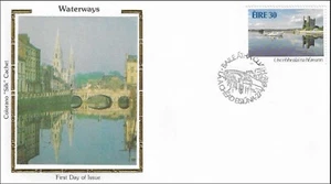 Waterway Boat in Canal Town Bridge Eire Ireland Colorano Silk FDC 1986 - Picture 1 of 1