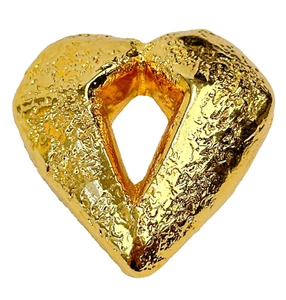 Vintage CHRISTIAN LACROIX Metal Brooch Pin Gold Wrinkle Heart CL 1990s RARE - Picture 1 of 7