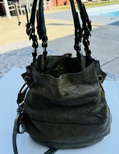 ORYANI leather handbag DARK GREEN - Picture 1 of 5