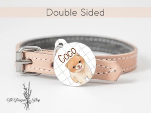 Personalised Dog Tags Pomeranian Pet ID Tag Double sided Keyring Waterproof - Picture 1 of 4