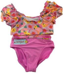 Cat and Jack Flower Two-Piece Girls Swimsuit Size XL (14) - Picture 1 of 4