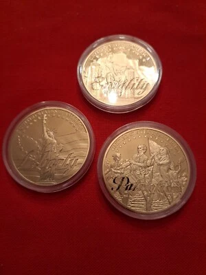 Lot Set SYMBOLS FREEDOM COMMEMORATIVE PROOF COINS MEDALS 24k GOLD PLATED LAYERED - Image 1 of 4