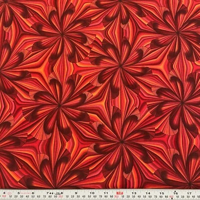 Kaleidoscope Style by Hoffman Red Orange Pink Cotton Fabric by the HALF YARD - Image 1 of 2