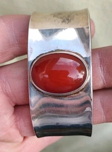 Brazalete de plata esterlina México CII 6” cornalina roja 31 gramos 1,1 OZ - Imagen 1 de 6