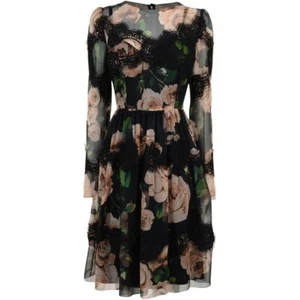 Dolce&Gabbana IT42 dress black beige roses lace silk - Picture 1 of 24