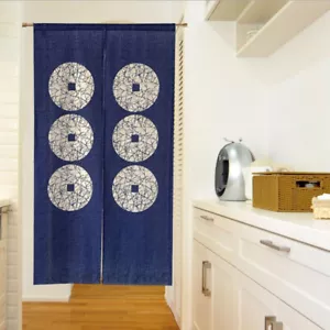 Blue Six Rounds Japan Style Door Curtain Room Doorway Hanging Tapestry House Dec - Picture 1 of 4
