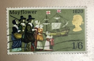 Vintage 1971 Great Britain UK Stamp 1820 Sailing Of The Mayflower 1/6 Stamps - Picture 1 of 2