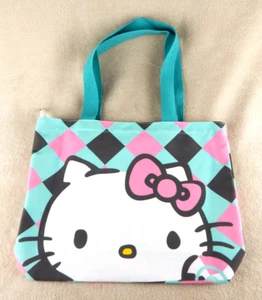 Hello Kitty Large Capacity 15x12 in Green Canvas Tote Bag and Makeup Bag Set New - Picture 1 of 5