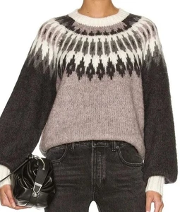 AllSaints fair isle jumper size M Chrsitmas grey beige oversized alpaca wool - Picture 1 of 11