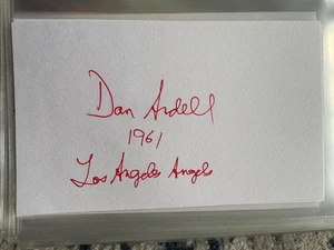 Dan Ardell Baseball Player; Autographed Index Card MLB Debut in 1961 - Picture 1 of 1