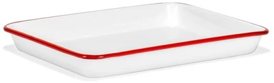 Red Co. 11" x 9" Enamelware Metal 2 Quart Rectangular Serving Tray, Solid Whi... - Image 1 of 4