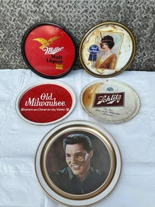 VINTAGE Bier Tablett Lot (5): Pabst Miller Milwaukee Schlitz Elvis Blech Werbung - Bild 1 von 7