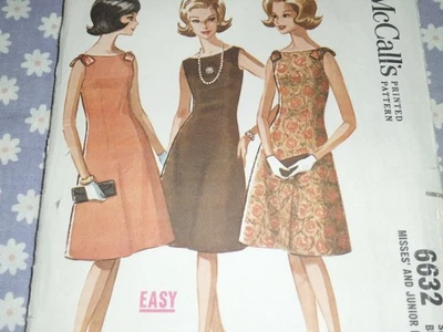 VTG 60's  McCALL's 6632 MISSES SLIGHTLY FLARED DRESS- 3 STYLES PATTERN CUT-14/34 - Image 1 of 3