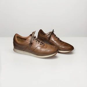 Bacco Bucci Studio Sneaker Shoes Mens 11 Brown Leather Sheepskin Insole Casual - Picture 1 of 15