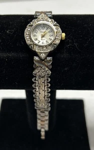 Vintage Woman’s Silver Toned Rhinestone Quartz Elegant Dress Watch New Battery. - Picture 1 of 14