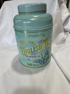 Lata de té tradicional inglesa estilo victoriano VACÍA grande 9,5" ¡Bonita pieza de exhibición! - Imagen 1 de 10