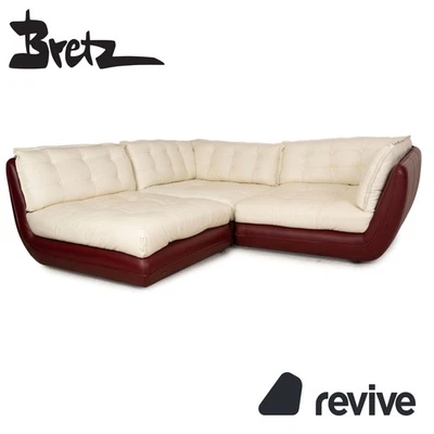 Bretz Cupcake Leder Ecksofa Creme Rot Sofa Couch Recamiere Links Bordeaux - Bild 1 von 4