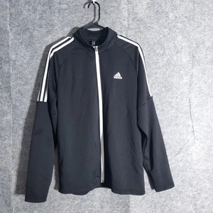 Chaqueta deportiva Adidas para pista de golf para hombre talla mediana cremallera completa negra blanca 3 rayas - Imagen 1 de 9
