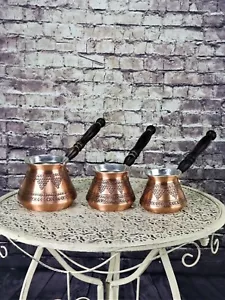 Turkish Handmade Copper Coffee Pots each 3/4/5/Set cups, Gift for friends - Picture 1 of 4