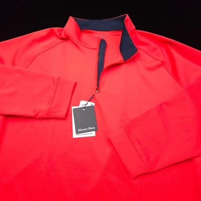MIZZEN+MAIN 1/4 ZIP SWEATER -XXL- CORAL RED BLUE POLY PERFORMANCE -REGULAR- GOLF - Image 1 of 4
