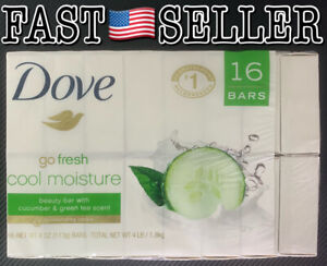 16-Pack Dove Go Fresh Beauty Soap Bar - Cucumber & Green Tea 4oz (113g) Each!
