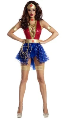 S Wonder Woman Babe Sequin Superhero Costume Sexy - Image 1 of 2