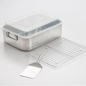 4-Piece Stainless Steel Roaster and Lasagna Pan with Plastic Cover - Picture 1 of 5