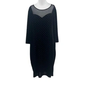 Lane Bryant Kleid Damen 22/24 schwarz Nieten Samt Etui 3/4 Arm Velour - Bild 1 von 13