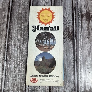 Vtg 1981 Foldable AAA Road Map Of Hawaii - 80s Geography - Honolulu Street Map - Picture 1 of 6