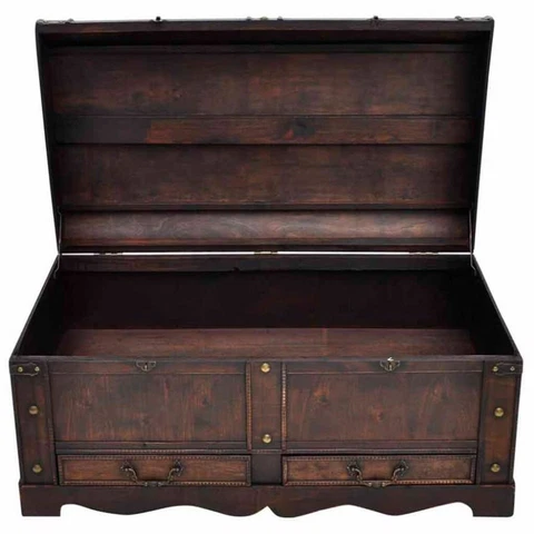 Vintage Style Wooden Jewellery Box Wood Pirate Treasure Chest Storage Case Decor Cover
