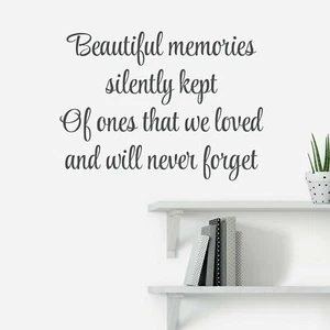 BEAUTIFUL MEMORIES SILENTLY KEPT Quote Wall Decal Words Home Decor Design - Picture 1 of 1