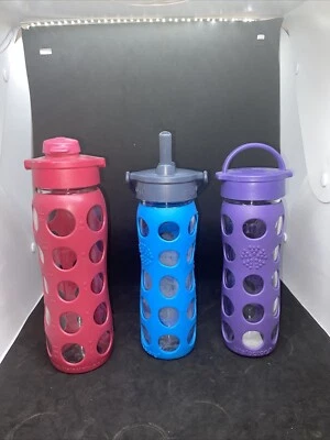 Lifefactory 22-Ounce Active Flip Cap Glass Water Bottle Lot Of (3) - Image 1 of 4