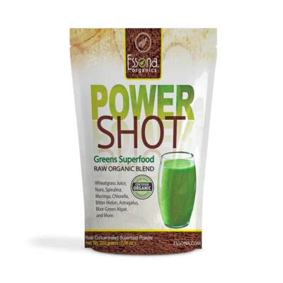 100 % Pure, Raw, Organic - POWER SHOT GREENS SUPERFOOD POWDER -  200 gr.  pouch - Image 1 of 4