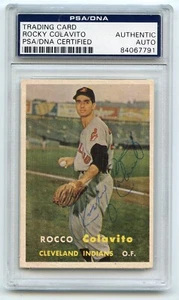 ROCKY COLAVITO Signed 1957 Topps #212  Rookie Card Indians PSA/DNA Encapsulated - Picture 1 of 2