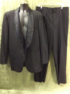 Tuxedo 1 Button 36X3 Pant 45XL jacket Brooks Brothers black 2PC Suit Wool Blend - Picture 1 of 9