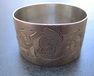 Antiguo anillo servilletero esterlina 47 grabado inicial JBF - Imagen 1 de 10