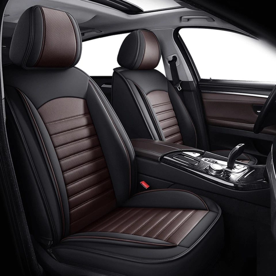 For Toyota Car Seat Cover Full Set Deluxe PU Leather 5-Seat Front&Rear Protector - Изображение 1 из 4