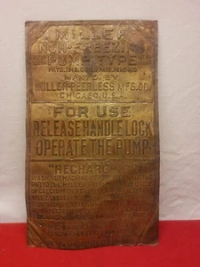 Selten Vintage 1912 Miller Peerless Feuerlöscher Messingschild Werbung Kämpfer - Bild 1 von 8