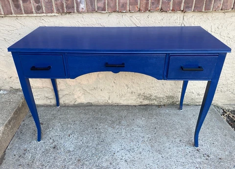 Rare Blue Antique Wood Rectangular  Vintage Desk Cover