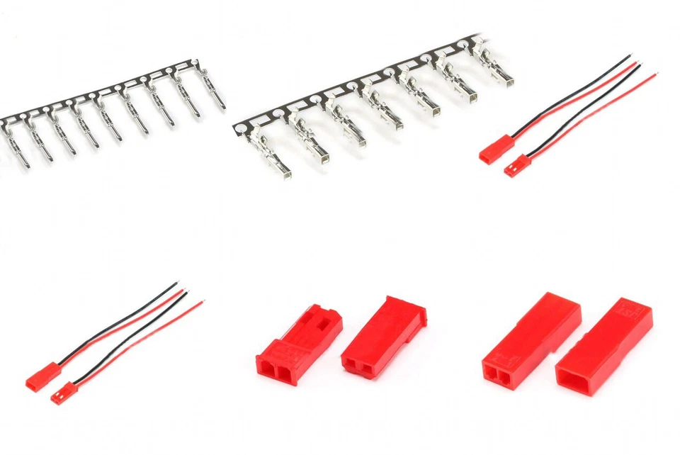 JST Crimp Terminals Connector Male / Female Pin JST-2P Wire /Housing 2.54mm - Image 1 of 1