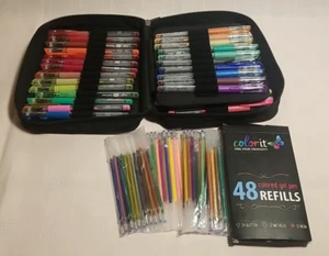 ColorIt Gel Pens For Adult Coloring - 48 Gel Pens and Pack of 48 Refills & Case - Picture 1 of 3