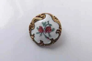 RARE ANTIQUE FRENCH ENAMEL BUTTON FLORAL DESIGN 2CMS (3878) - Imagen 1 de 3
