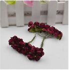 144Pcs Artificial Flowers Mini Paper Roses with stem Wedding Bouquet Decor HH UK