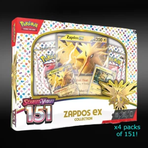 Pokemon 151 Zapdos ex Colección Caja Set TCG Violeta Escarlata Paquete de 4⚡🐤NUEVO - Imagen 1 de 3