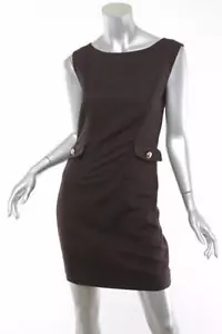 Mini vestido VALENTINO para mujer marrón tweed dorado botones sin mangas por encima de la rodilla 6 - Imagen 1 de 4